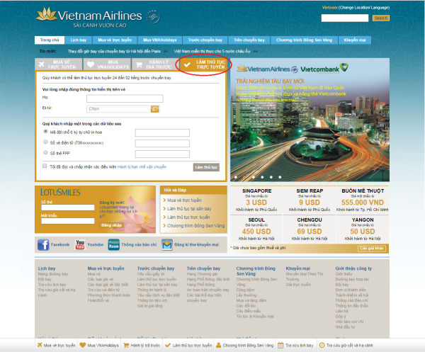 check in online Vietnam Airline