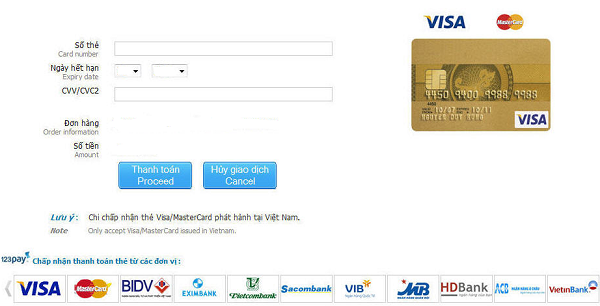 Thanh toán vé máy bay Vietjet bằng thẻ Visa