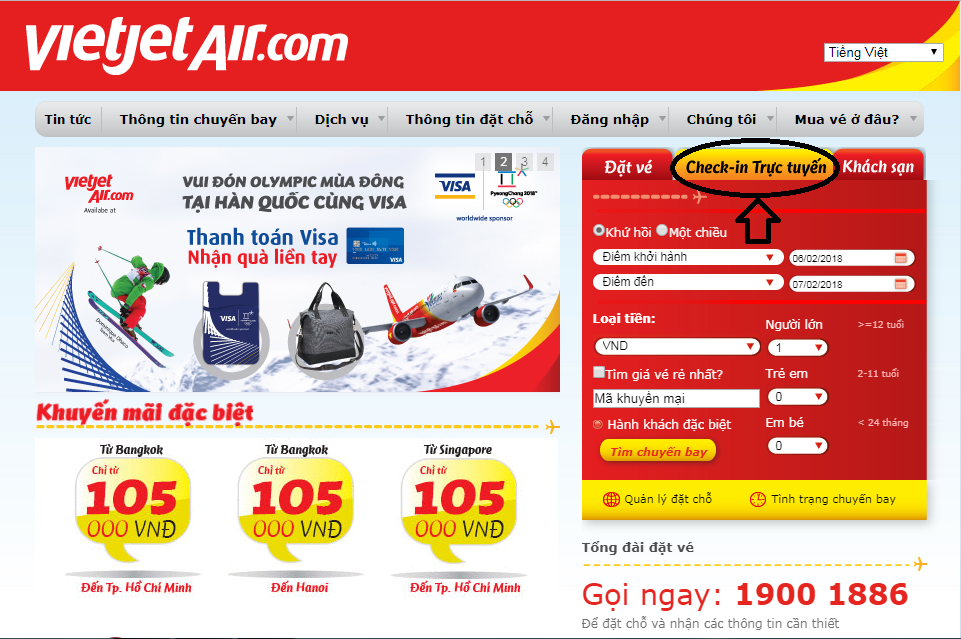 Check in online Vietjet Air